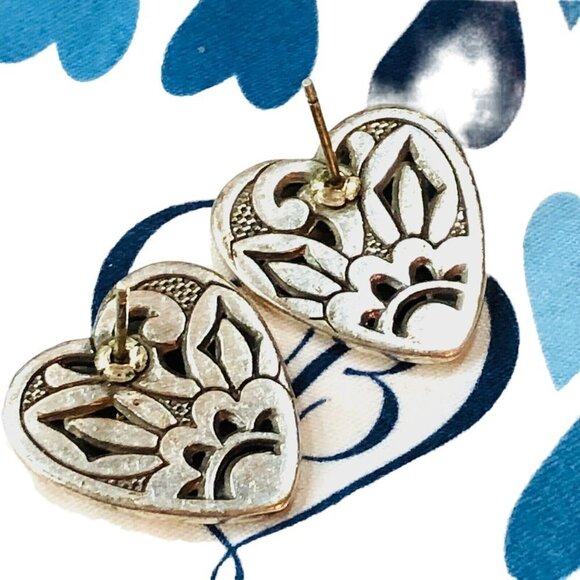 Brighton Womans Earrings Sterling Silver Over Brass Heart Stud Pierced Love - Picture 2 of 3